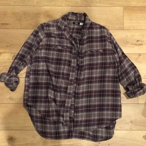 Oversized BDG flannel in gray and maroon